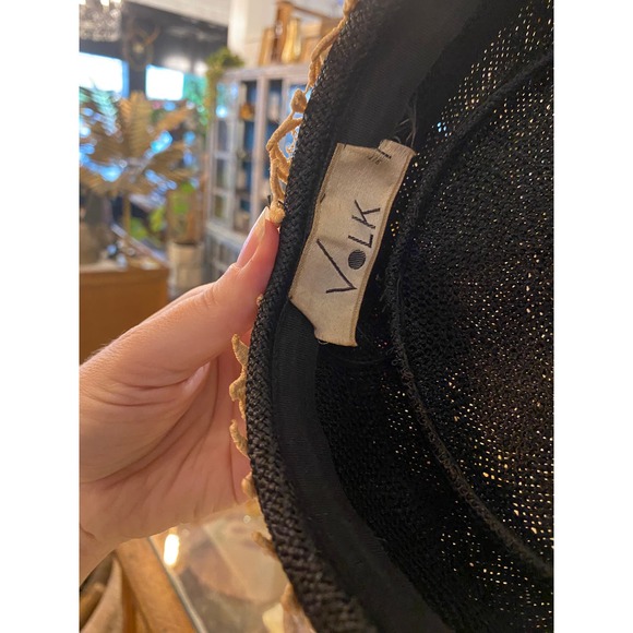 1950s pillbox hat, volk dallas, mid century fashion, 1960s hat, black straw, bow - Picture 7 of 7